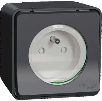 vypínač MUR36030 Zásuvka 16A 2P+E, clonky, šroubová, IP55, kompletní, povrchová, antracit, Schneider