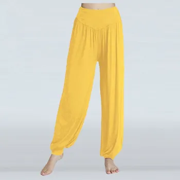 Dámské kalhoty Lehké dámské prodyšné sportovní kalhoty "Harémky" (8-16) Barva: Žlutá, Velikost: XL