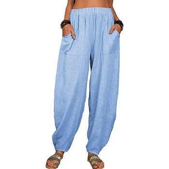 Dámské kalhoty Lehké dámské prodyšné kalhoty "Harémky" Barva: modrá 8, Velikost: 4XL