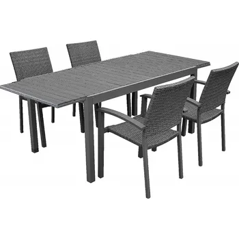 Jídelní set DEOKORK Zahradní ratanová sestava CALVIN IV. 1+4 (šedá)