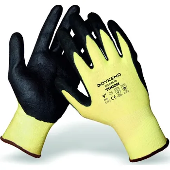 Pracovní oblečení DYKENO Tugon pletené rukavice máčené pěnovým nitrilem teplu odolné 10 žlutá 003-K45-10