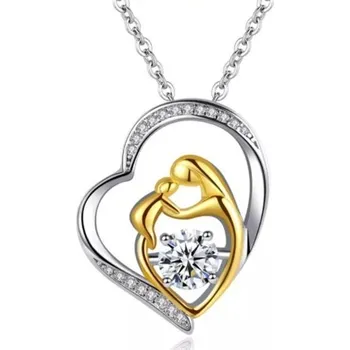 Náhrdelník Troli Romantický bicolor náhrdelník se srdíčkem Madona s dítětem (řetízek. přívěsek) + 2 měsíce na vrácení zboží