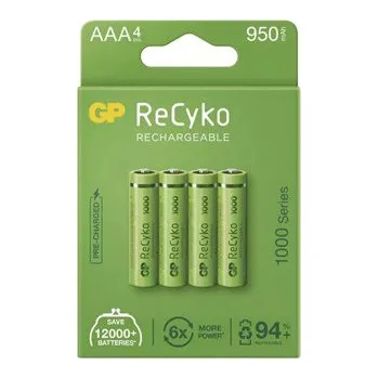 Nabíjecí baterie, AAA (HR03), 1.2V, 950 mAh, GP, papírová krabička, 4-pack, ReCyko