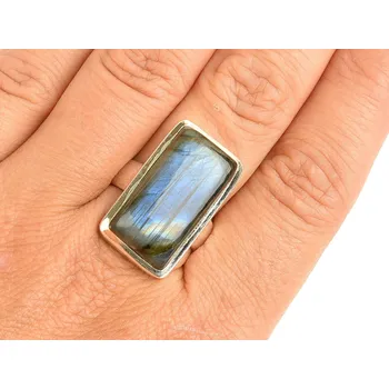 Prsten Labradorit prsten obdélník velký Ag 925/1000 12,3g vel. 59