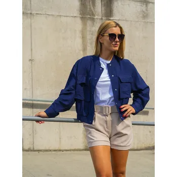 Dámská vesta BudesIN Námořnická modrá lehká bundička Foibe s cvoky na zapínání Velikost: M