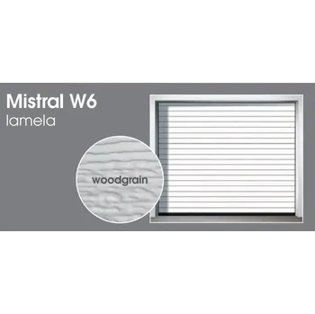 Garážová vrata vratová sekce Mistral W6, výška 500 mm, hnědá RAL 8014 - vratový panel Trido, 5 podélných prolisů, zámek SW, výška panelu 500 mm, tl. 40 mm, vnější provedení bílá RAL 9010, hnědá RAL 8014, zlatý dub, ořech, povrch woodgrain, vnitřní provedení stucco, barv