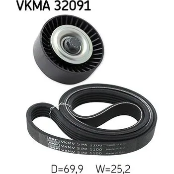 Sada žebrovaných klínových řemenů SKF VKMA 32091