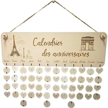 VypálímTi.cz Dřevěný rodinný kalendář na zeď (FR) 2 60cm