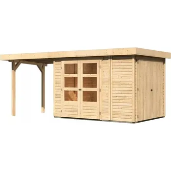 Zahradní stavba LANIT PLAST Dřevěný domek KARIBU RETOLA 2 + přístavek 240 cm (82950) natur LG3371