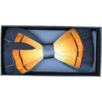 Motýlek Dřevěný motýlek - Elegantní s peřím design 7