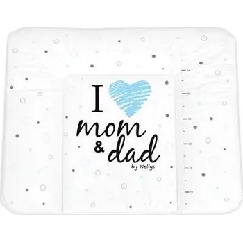 Přebalovací podložka Baby Nellys Přebalovací podložka měkká I Love bílá - modrá 85 × 72 cm