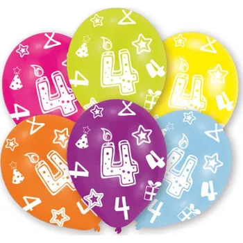 Balónek Balónky ke 4. narozeninám 6 ks, 27,5 cm