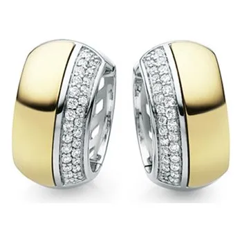 Náušnice Stříbrné náušnice kruhy z části zlacené se zirkony 15 mm STNAU1517F