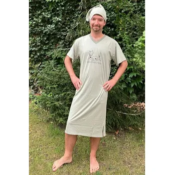 Pánská noční košile Pánská noční košile krátká Rozárka P323 Jelen Jsem stále v říji zelená Barva: Zelená, Velikost: 4XL