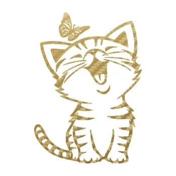 Samolepící dekorace SAMOLEPKA Kočka 038 levá s motýlkem (59 - 3D karbon zlatý) NA AUTO, NÁLEPKA, FÓLIE, POLEP, TUNING, VLASTNÍ TEXT, TISK, AUTOSAMOLEPKY.cz, POLEPY, OBRÁZEK, LOGO, SAMOLEPKY