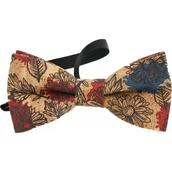 Motýlek Dřevěný korkový motýlek - Květiny a listy