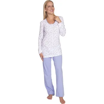 Dámské tričko Dámské pyžamo Pleas dlouhé 230 kytky modré Barva: Modrá, Velikost: L