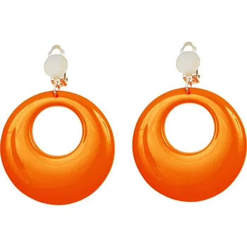 Karnevalový doplněk Oranžové náušnice kruhy 80. léta