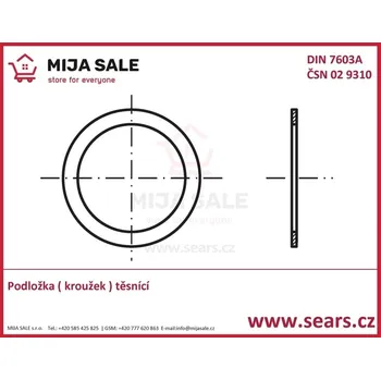 podložka DIN 7603A - P 12x18x1,5 - Cu měď - Podložka plochá - těsnící kroužek