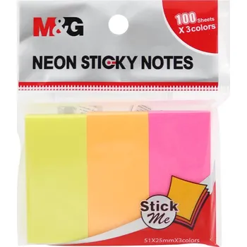 Sada lepících bločků M&G 25x51 mm - 3 neonové barvy