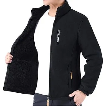 Pánský kabát Fleecová pánská bunda Polartec velvet s teplou podšívkou Barva: Černá, Velikost: XL