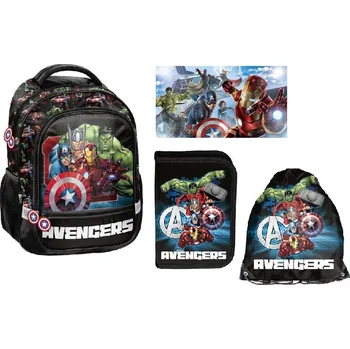 Školní batoh Školní set sada AVENGERS 3 ks ŠKOLNÍ ergonomický BATOH aktovka, sáček, penál