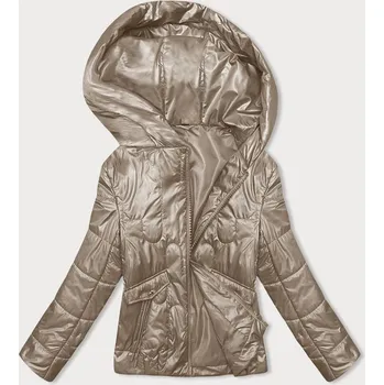 Béžová krátká dámská prošívaná bunda (B8185-12) odstíny béžové XXL (44)