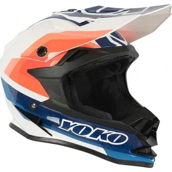 Helma na motorku Motokrosová helma YOKO SCRAMBLE - bílá/modrá/oranžová XL