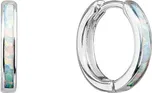 Stříbrné náušnice kroužky se syntetickým opálem bílé 11403.1 White s. Opal
