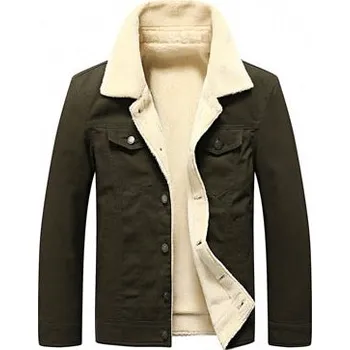 Pánská softshellová bunda Pánská zateplená bunda s kapsami a kožešinovou podšívkou Barva: Tmavě Zelená, Velikost: XL