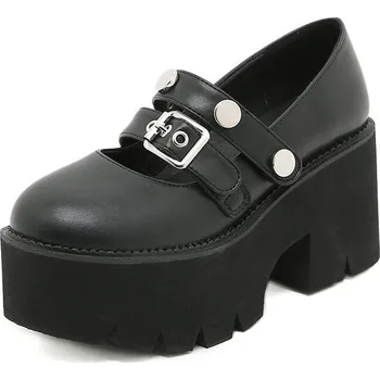 Dámské lodičky Originální masivní lodičky s pásky přes nárt Barva: Černá, Velikost: 39