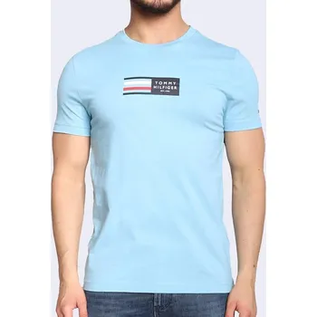 Pánské světle modré triko Tommy Hilfiger - Velikost S, Barva Modrá 53723 MW0MW25761