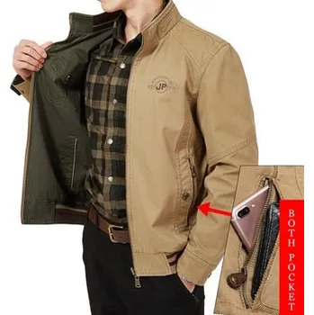 Oboustranná pánská bunda military styl s kapsami Barva: Khaki, Velikost: 7XL