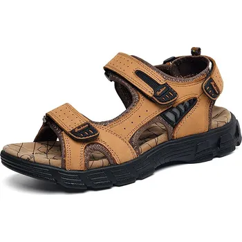 Dámské sandále Prošívané pánské sandály kožené s pásky Barva: Žlutá, Velikost: 41