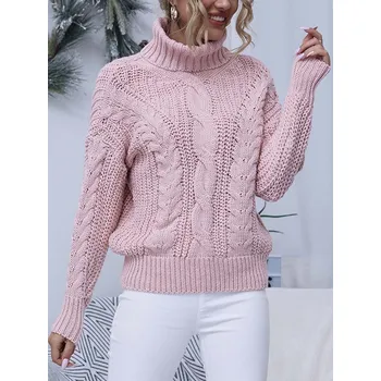 Copánkový oversize svetr s rolákem Barva: Růžová, Velikost: S