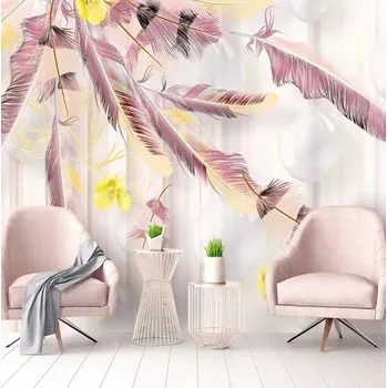 Fototapeta Solution Media 3D tapety - Růžové peří s bublinkami MU4779 3 - 3D Relief - Vliesová tapeta - 320g/m2