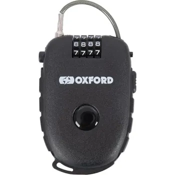 Motozámek Svinovací lankový zámek RETRACTABLE COMBINATION LOCK, OXFORD (délka 0,75 m, tl. 2,4 mm, černý)