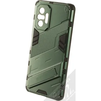 Pouzdro na mobilní telefon 1Mcz Armor Ribbed odolný ochranný kryt se stojánkem pro Xiaomi Redmi Note 10 Pro, Redmi Note 10 Pro Max mechově zelená (moss green)