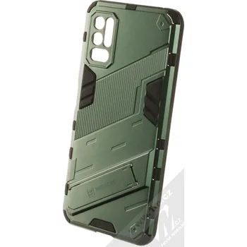 Pouzdro na mobilní telefon 1Mcz Armor Ribbed odolný ochranný kryt se stojánkem pro Xiaomi Redmi Note 10 5G, Poco M3 Pro mechově zelená (moss green)