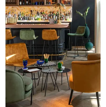 Barová židle Zelená sametová barová stolička Barchair Isabel Green - 57*48*103cm