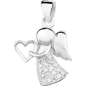 Náhrdelník Šperky LAFIRA Style stříbrný přívěsek Anděl Heart Z1303C bílá