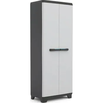Zahradní skříň a-zbozi Vysoká skříň plast do dílny / garáže / na terasu / na balkon 68x173x39 cm Černá + světle šedá