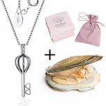 Pan Perla Stříbrný přívěsek ve tvaru Klíč + Mušle s perlou 160/STR Barva řetízku s přívěskem: Růžová, Tvar přívěsku: Klíč