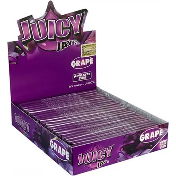 Papírky JUICY JAY'S King Size, Hroznové víno, 32ks v balení | box 24ks (Dlouhé papírky JUICY JAY´S KS, příchuť hroznové víno. 32ks v balení, box 24 kusů.)
