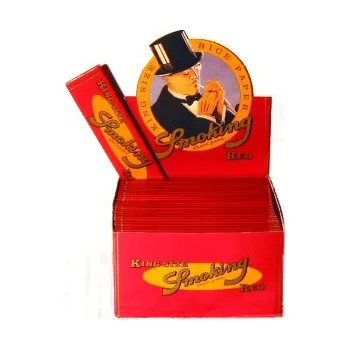 Papírky SMOKING RED King Size, 33ks v balení | box 50ks (Červený smokingy, king size papírky SMOKING RED, 32ks v balení, box po 50 ks.)