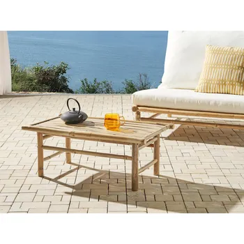 Konferenční stolek Konferenční stolek světlé bambusové dřevo 80 x 45 cm Obdélníkový vnitřní a venkovní nábytek Rustikální design Beliani