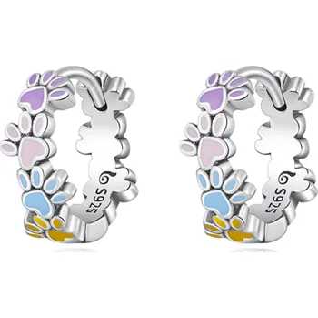 Náušnice For Silver NÁUŠNICE KROUŽKY S BAREVNÝMI TLAPKAMI- STŘÍBRO 925