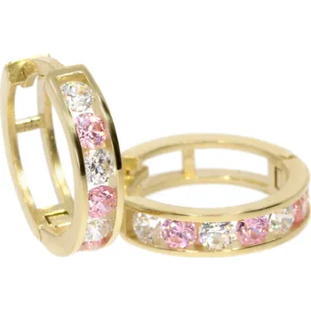 Náušnice CUTIE Kroužky s růžovými zirkony