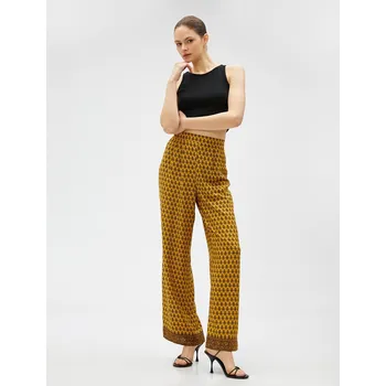 Dámské kalhoty Koton Etnický vzor Široké kalhoty Koton hnědá | oranžová 2286832