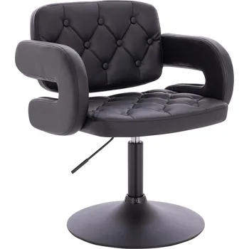 Křeslo Otočné křeslo ekokůže Ardal na černém talíři - černé